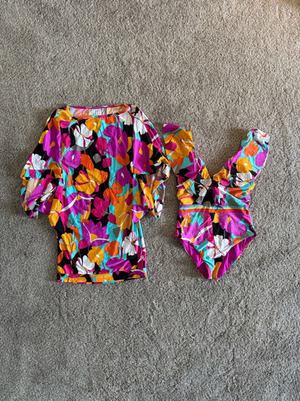Trina Turk Gemini Floral One-Shoulder Swimsuit and Cover-Up Set - Pink Multi